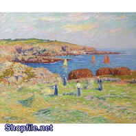 TSD3619 - Tranh sơn dầu trẻ em  vui đùa thả diều